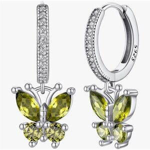 Peridot cz butterfly earrings in sterling 925